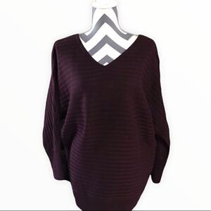 SOHO XS Oversized Wine Colored Sweater With Cut-Out Back